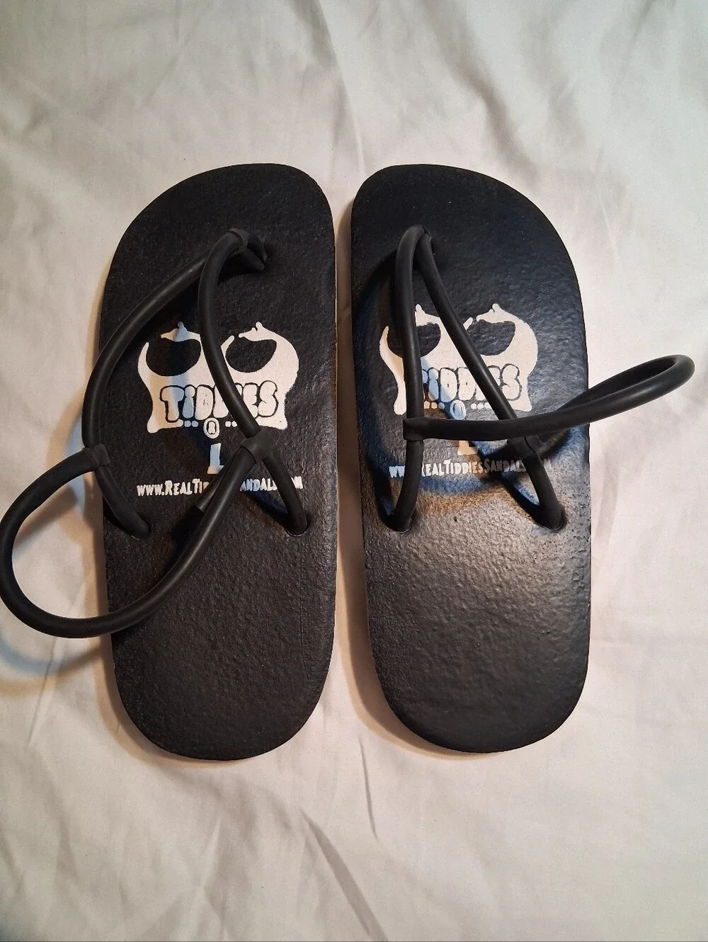 Tiddles Black Rubber Surgical Tubing Strap Sandals Recycled Tire Sole Beach